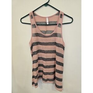 Xhilaration Knit Tank Top Womens Medium Pink Gray Striped Boho Racerback Coastal